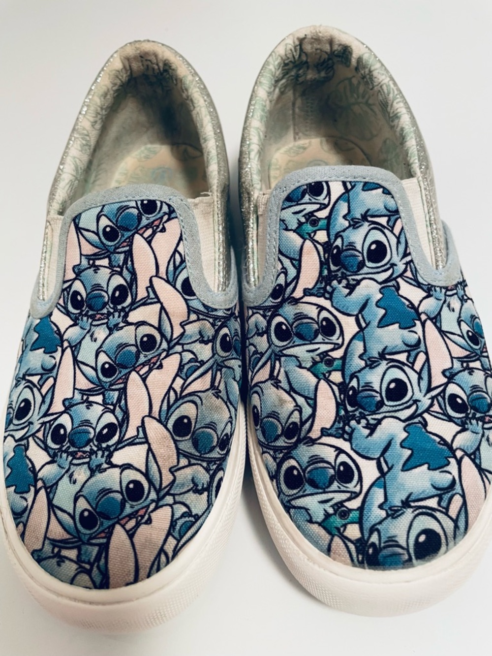 Kids Slip-On Sneakers with Blue Cartoon Character Pattern Stitch